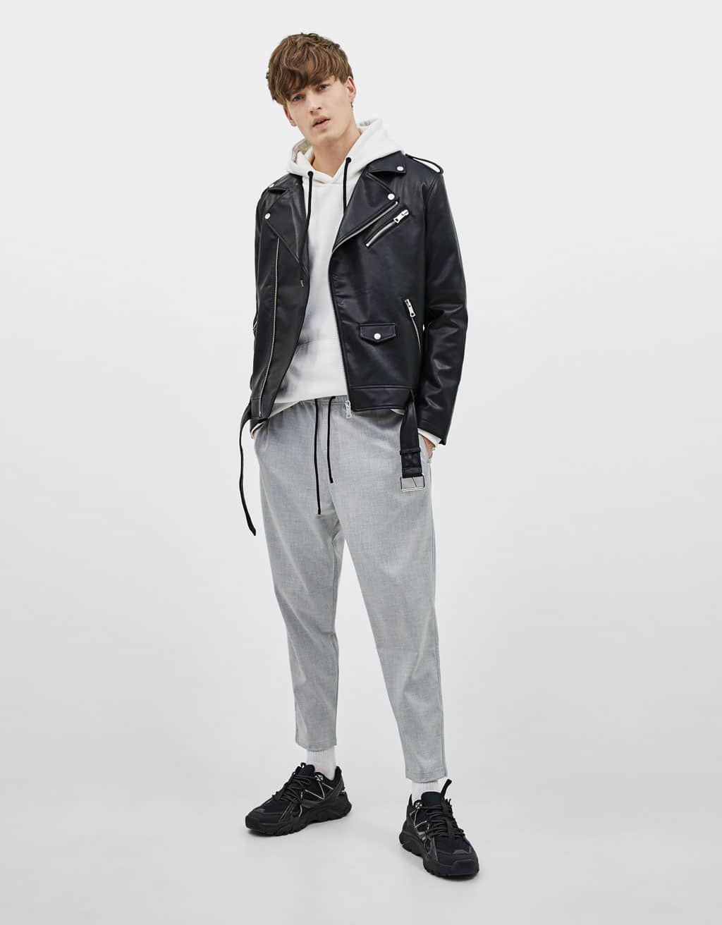 Faux leather biker jacket - obrazek 4