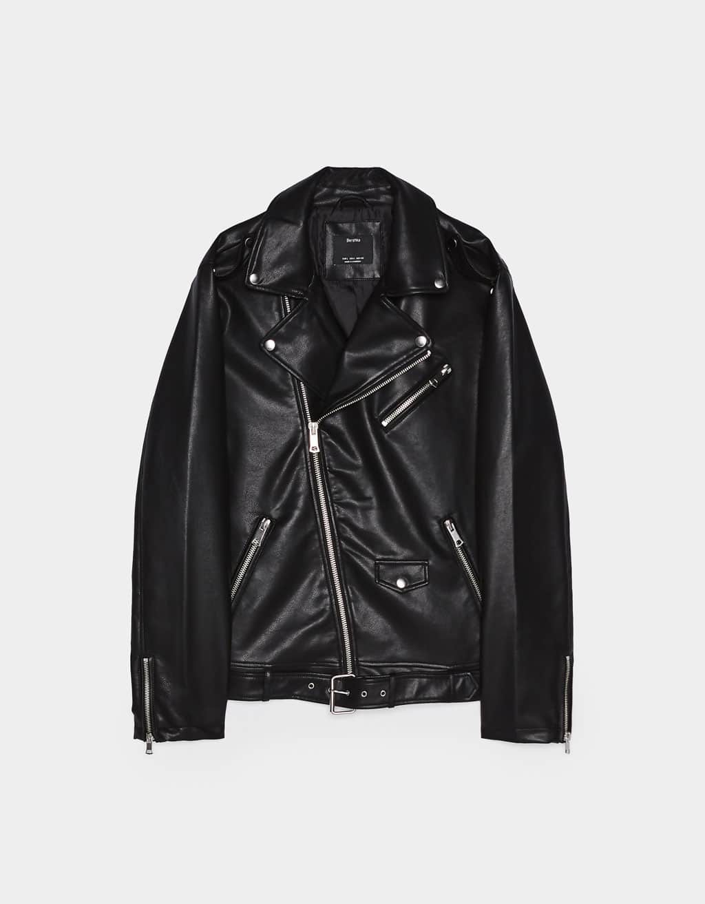 Faux leather biker jacket - obrazek 5